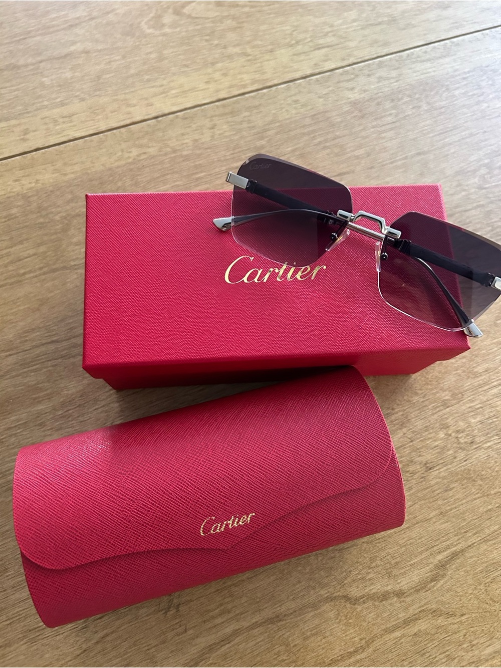 Cartier Sunglasses with Red Logo Box and Case